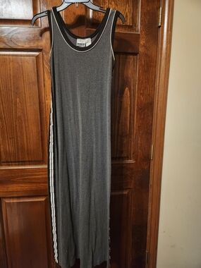 Xhilaration Gray Sleeveless Maxi Dress with White Side Stripes